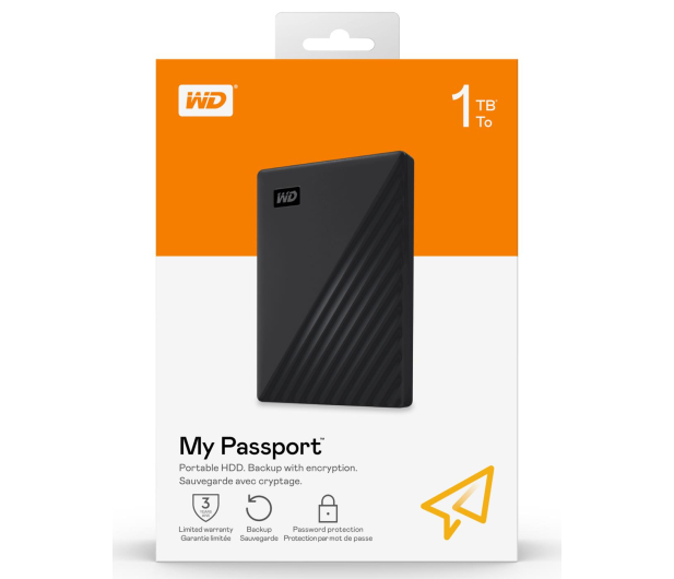 WD My Passport 1Tb Black Worldwide WDBYVG0010BBK-WESN - 530393 - zdjęcie 6
